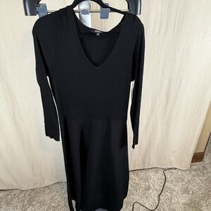 Vera Wang Black Knit Dress XXL, Long Sleeves, Ribbed Little Black Dress Holidays
